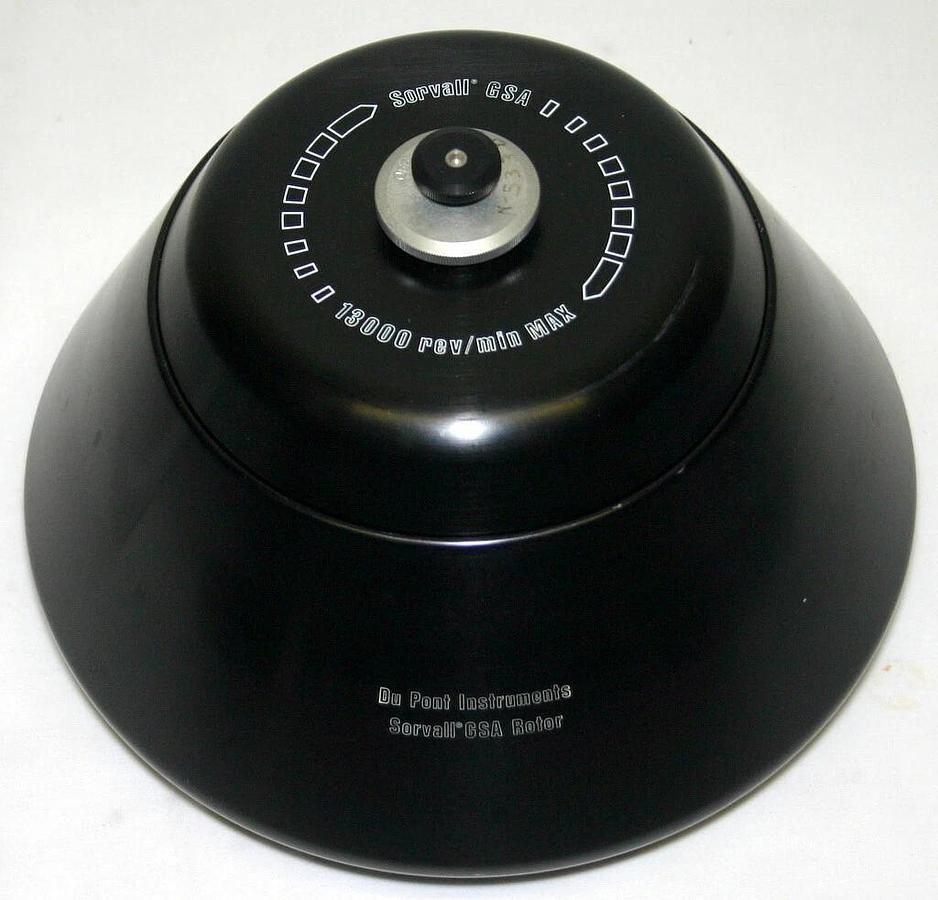 Used SORVALL FIXED ANGLE ROTOR, MODEL GSA, 6 X 250 ML, 13,000 RPM MAX SPEED