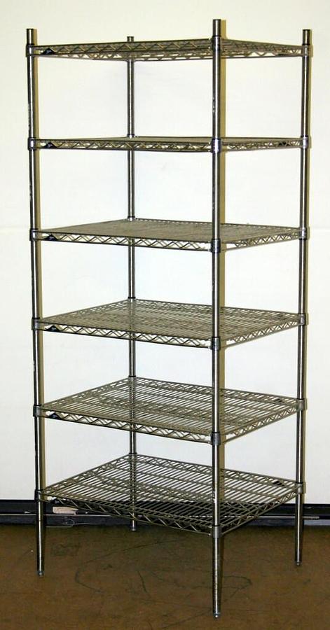 METRO SUPER ERECTA 6 SHELF STAINLESS SHELVING RACK,30Lx24Wx74H, MODEL 2430-56NS