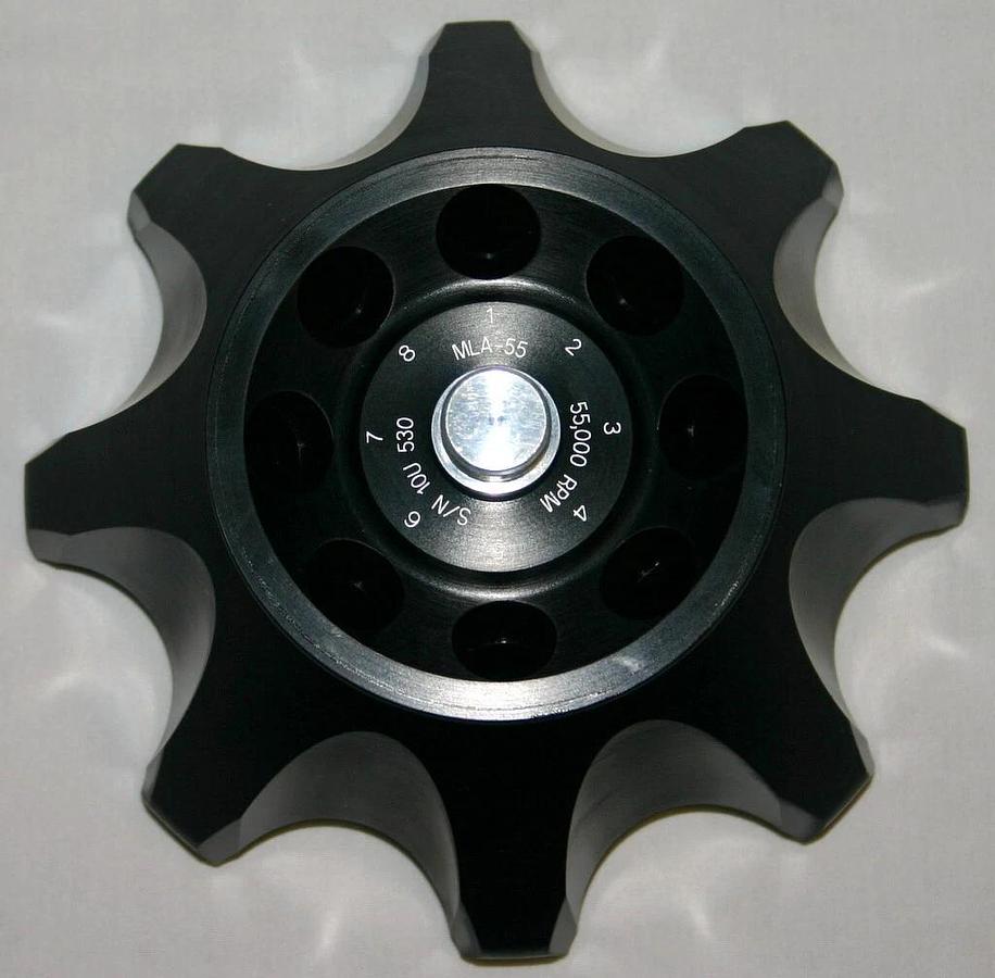 BECKMAN COULTER ULTRACENTRIFUGE FIXED ANGLE ROTOR, MODEL MLA-55, 8 x 13.5 ML