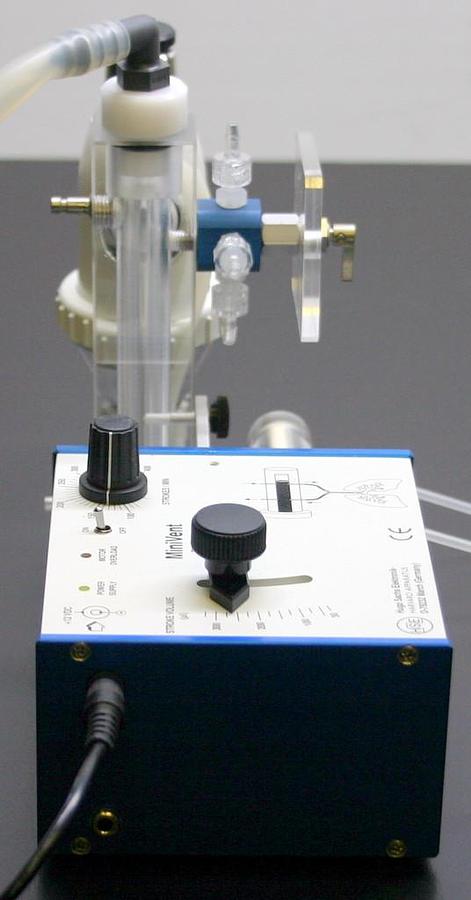 Used HSE HUGO SACHS ELEKTRONIK MOUSE VENTILATOR MINIVENT, MODEL 845 WITH NEBULIZER