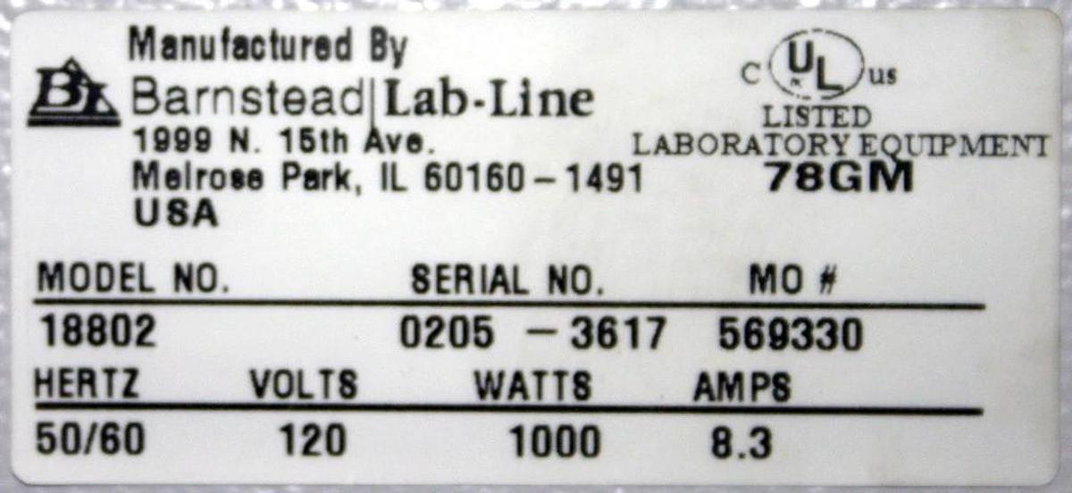 Used LAB-LINE DIGITAL DUAL RESERVOIR WATER BATH, MODEL 18802, 6.7 & 14.6 LITER CAP.