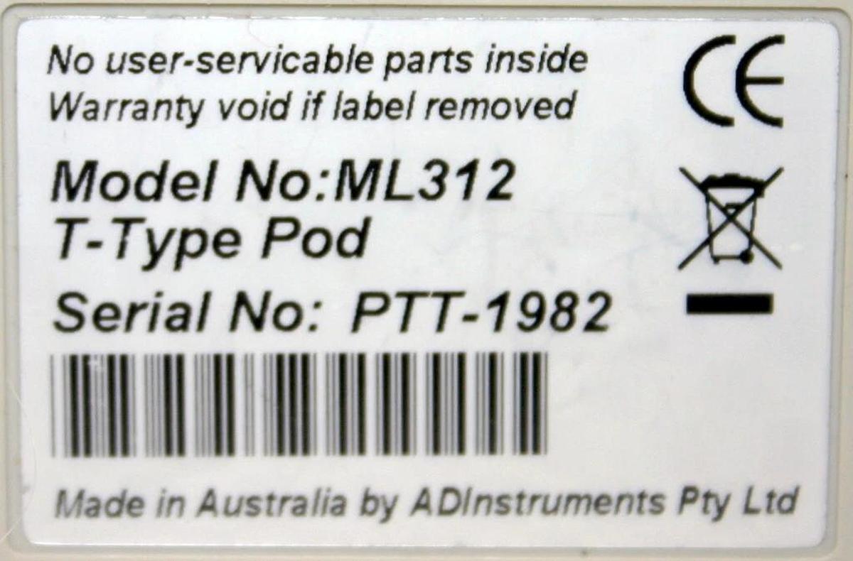 Used ADINSTRUMENTS, AD INSTRUMENTS T-TYPE POD, MODEL ML312 WITH THERMOCOUPLE PROBE