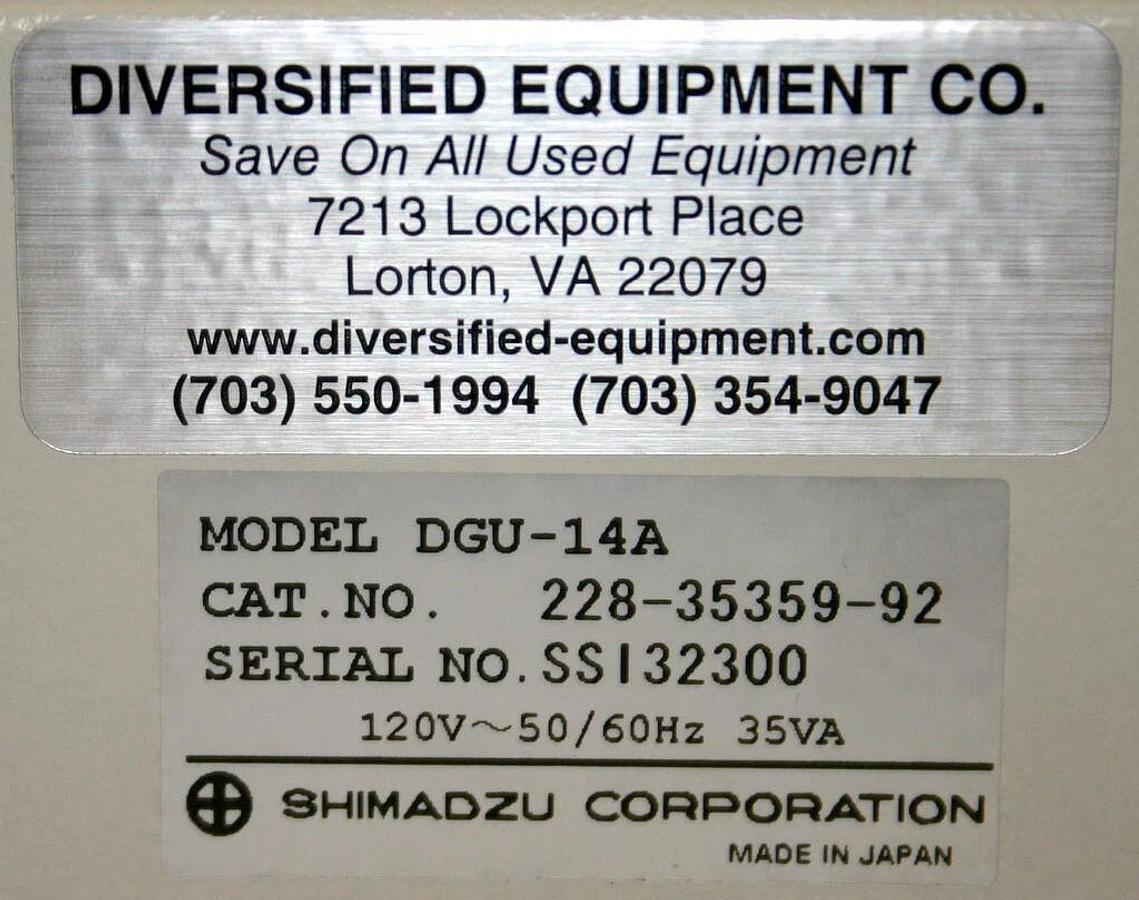 Used SHIMADZU DEGASSER, MODEL DGU-14A