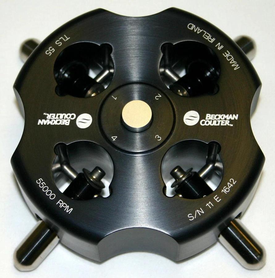 BECKMAN COULTER ULTRACENTRIFUGE SWINGING BUCKET ROTOR, MODEL TLS-55, 4 x 2.2 ML