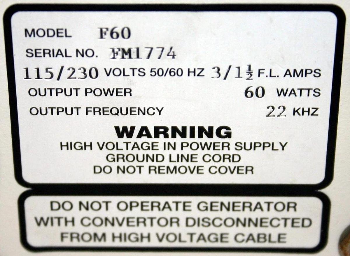 Used FISHER SCIENTIFIC SONIC DISMEMBRATOR WITH ULTRASONIC CONVERTOR, MODEL F60