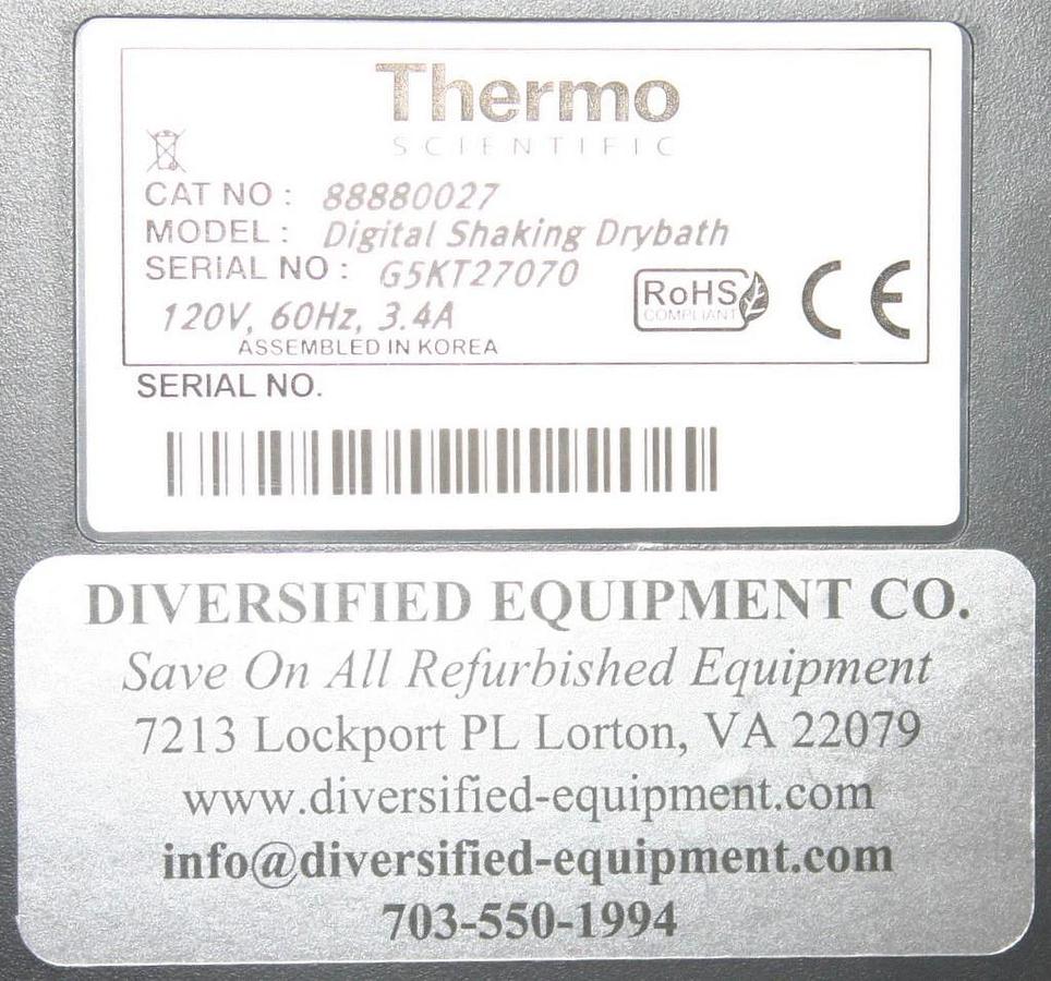 THERMO SCIENTIFIC DIGITAL HEATING SHAKING DRYBATH, MODEL 88880027