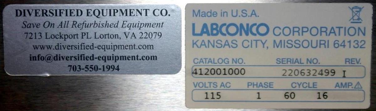 LABCONCO FREESTANDING FLASKSCRUBBER GLASSWARE WASHER, MODEL 412001000, 115 VOLTS