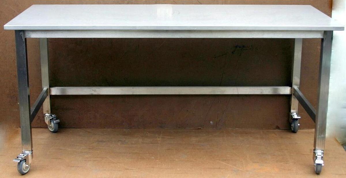 Used METRO, ULINE STAINLESS STEEL MOBILE LAB CLEANROOM TABLE C FRAME, 72L X 30W X 34H