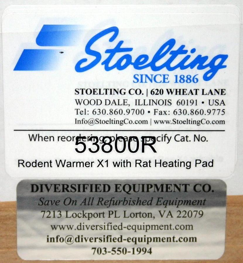 Used STOELTING RODENT WARMER WITH HEATING PAD, MODEL 53800R, NEW IN THE BOX