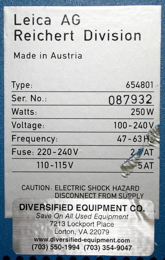 Used LEICA EMFCS CONTROLLER, MODEL 654801