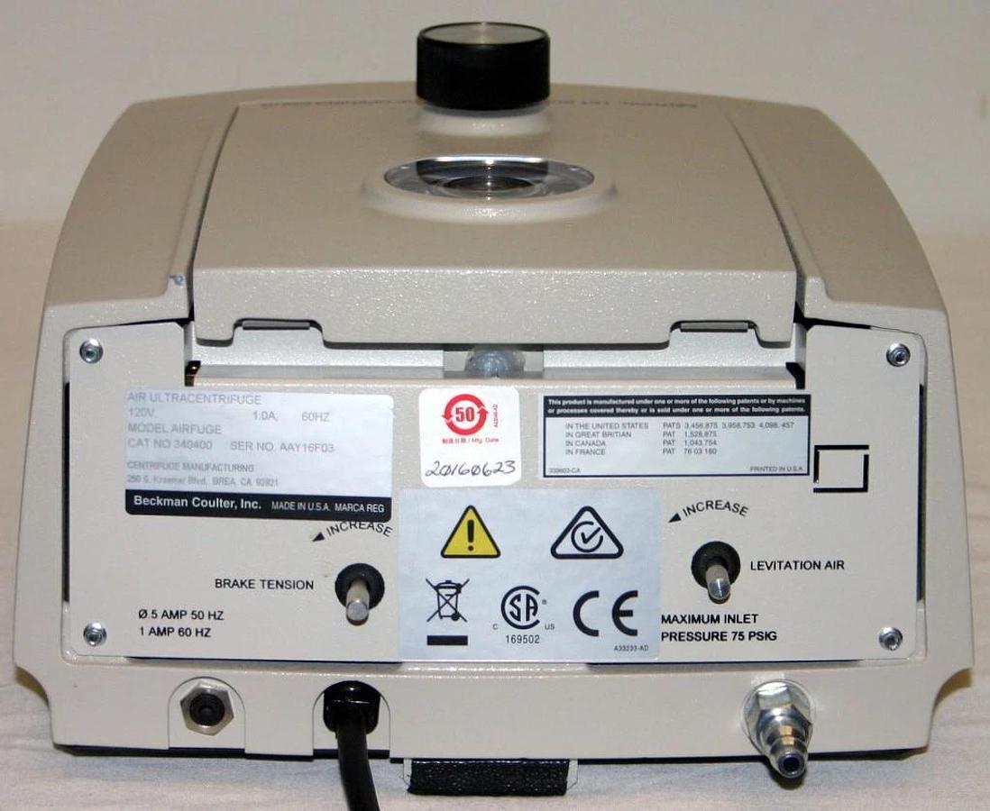 2016 BECKMAN COULTER AIRFUGE AIR-DRIVEN ULTRACENTRIFUGE, PART NUMBER 340400