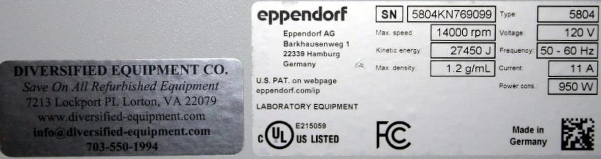 EPPENDORF CENTRIFUGE, MODEL 5804