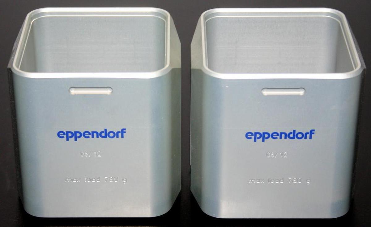 Used EPPENDORF 500 ML RECTANGULAR BUCKET, MODEL A-4-81 FOR 5810 / 5810R (SET OF TWO)
