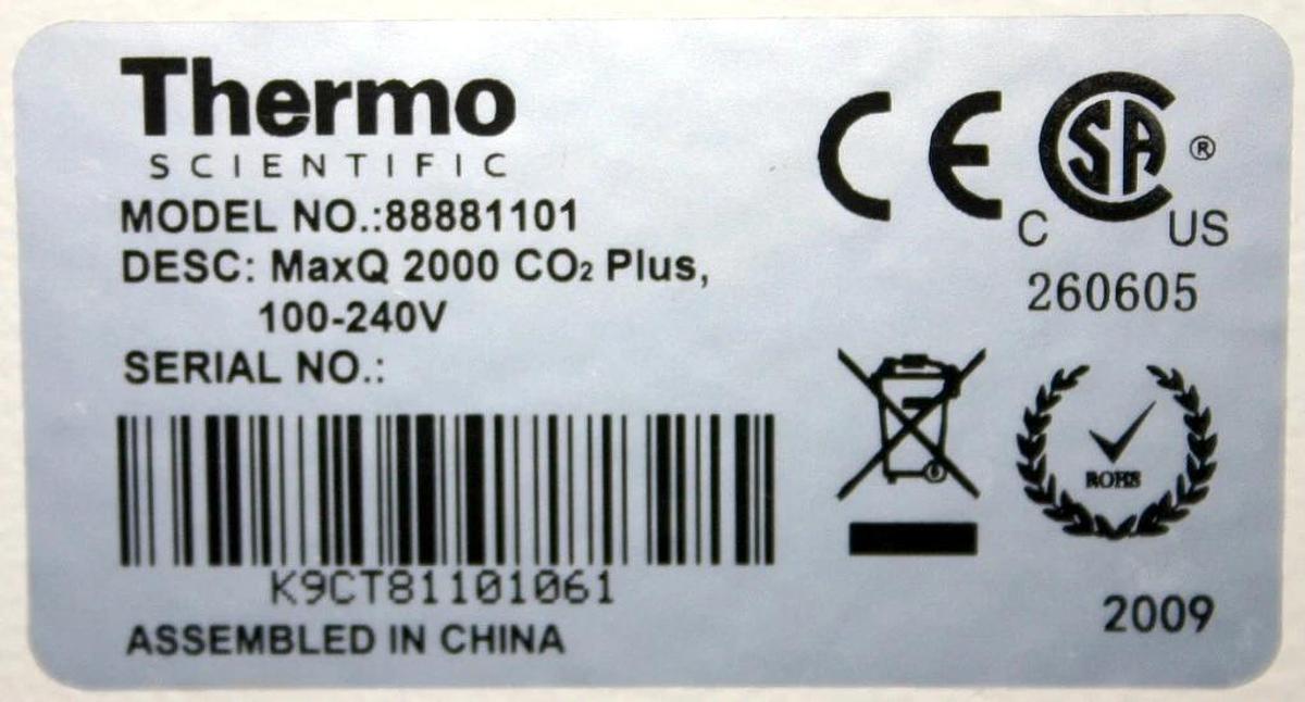 THERMO SCIENTIFIC MAXQ 2000 CO2 PLUS DIGITAL SHAKER, MODEL 88881101, STICKY MAT