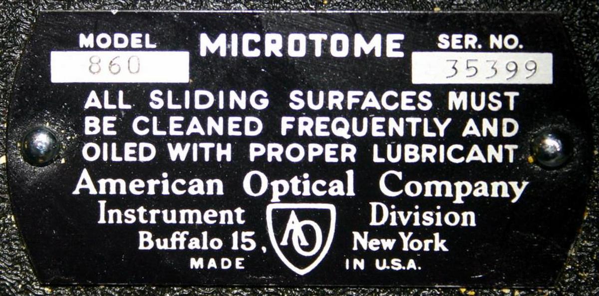 Refurbished AMERICAN OPTICAL / AO SLIDING MICROTOME 860 WITH FREEZING STAGE