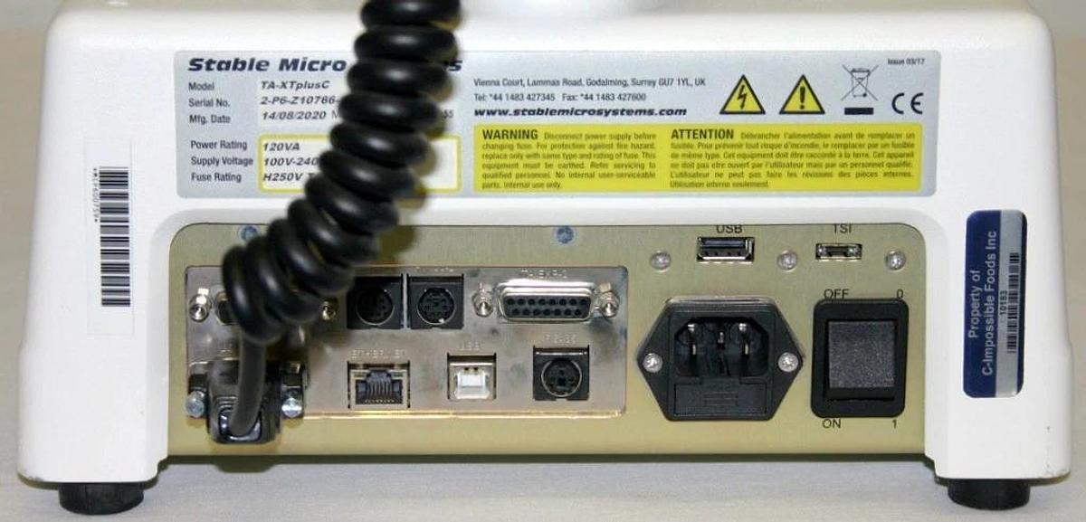 STABLE MICROSYSTEMS TEXTURE ANALYSER, MODEL TA-XT PLUS C, TA-XTPLUSC