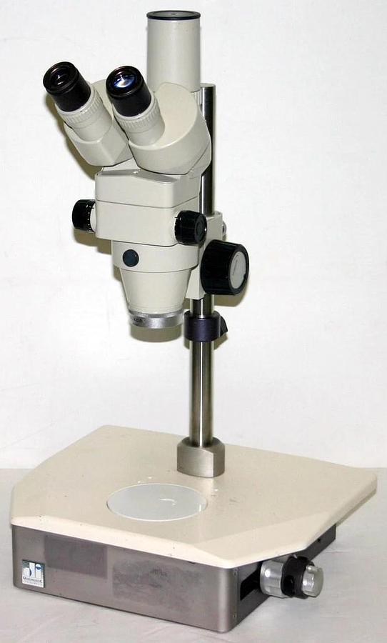 Used NIKON TRINOCULAR STEREOZOOM MICROSCOPE WITH BASE, MODEL SMZ-2T