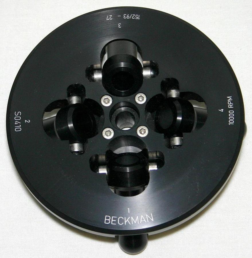 Used BECKMAN SWINGING-BUCKET ANODIZED ALUMINUM ROTOR, MODEL S0410, 4 X 10 ML