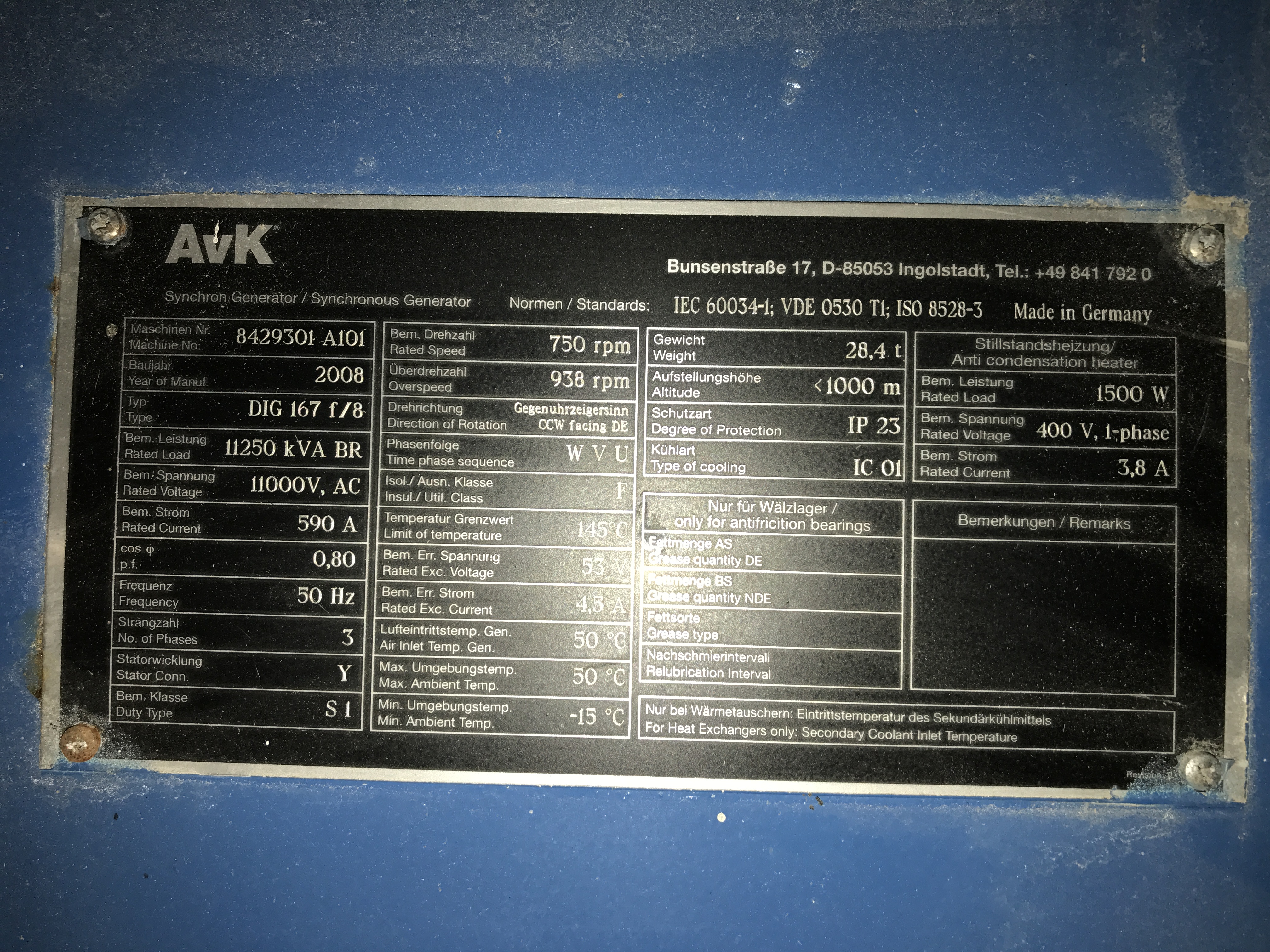 2008 WARTSILA W20V32 / A.VAN KAICK GEN.SET 11250 KVA NEW