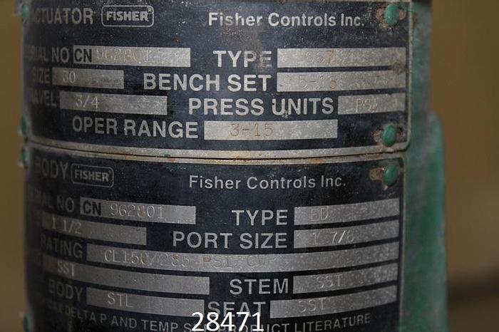 Used Fisher Ed Steam Control Valve, 1.5" #28471