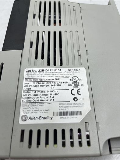 Used ALLEN BRADLEY 22B-D1P4N104 SER A