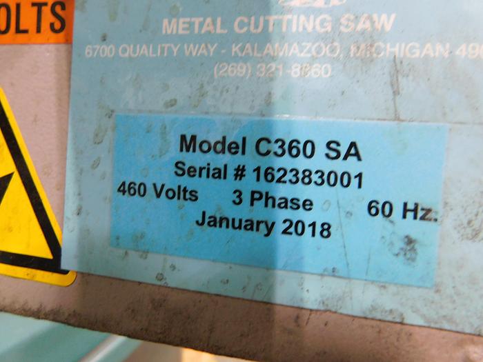 Used Kalamazoo Vertical Column Cold Saw C 360 SA
