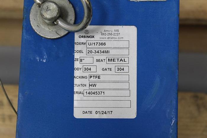 Used Orbinox 8" Hand Operated Knife Gate Valve #42271