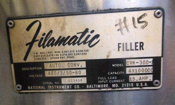 Used Filler, Piston, 4-Head, Filamatic, Mdl CVM300, 1 Ltr, S/st #S732732