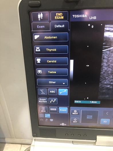 Gebraucht Toshiba Viamo Ultraschallsystem mit 1x Sonde auf Trolley