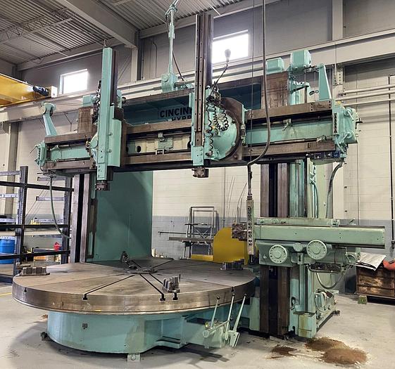 Used 150" Cincinnati Hypro Vertical Boring Mill, Model Hypro, 144" Chuck, 150 " Swing, 90" Under Rail,50 HP, 20 RPM, (3) Heads