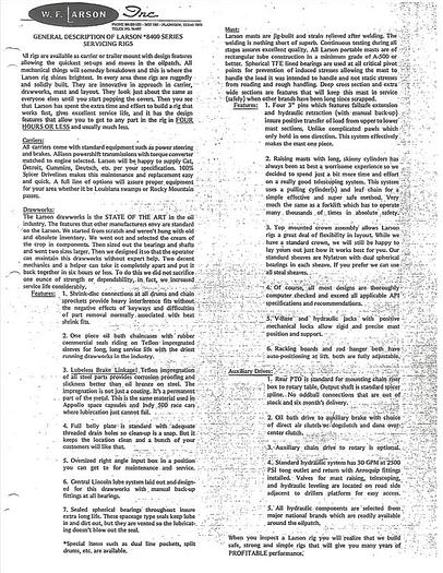 Used 1982 Larson Reverse Rotary Drill Rig - Air Assited