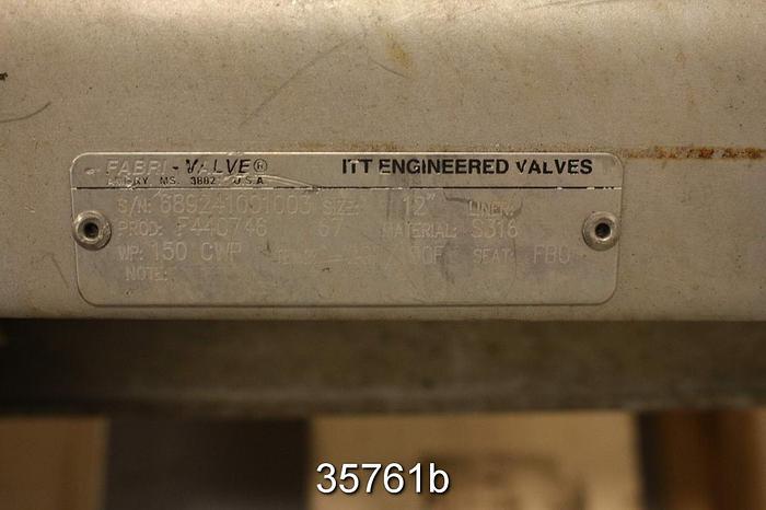 Used Fabri 12" Hand Operated Knife Gate Valve #35761