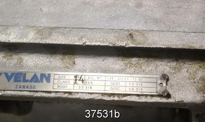 Used Velan 14" Hand Operated Knife Gate Valve, L20-0310C-13SL #37531