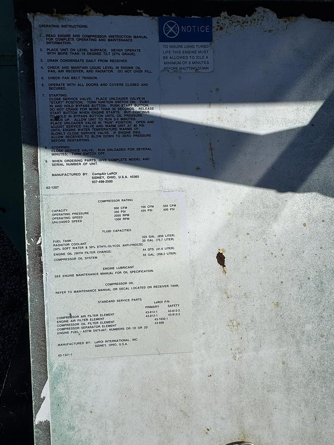 Used 2001 Comp-Air LeROI A219-229-3