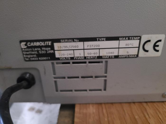 Used Carbolite  PIF200 Fan Convection Lab Oven