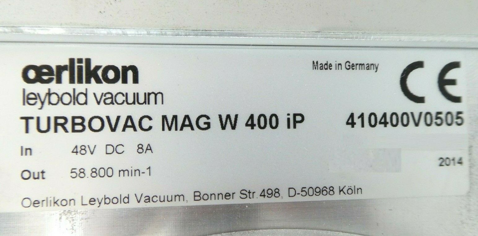 Used Leybold TURBOVAC MAG W 400 iP 410400V0505 Turbomolecular Pump Turbo MAG.DRIVE iS