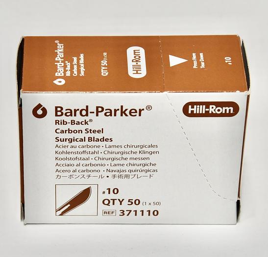 Hill-Rom 371110 Bard-Parker Stainless Carbon Surgical Blades #10 Box of 50 