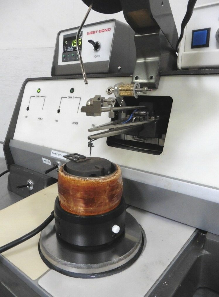 Used West-Bond 7400A Thermosonic Vertical Feed Deep Access Wedge Wire Bonder