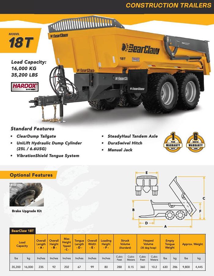 2026 BearClaw 18T Construction Trailer