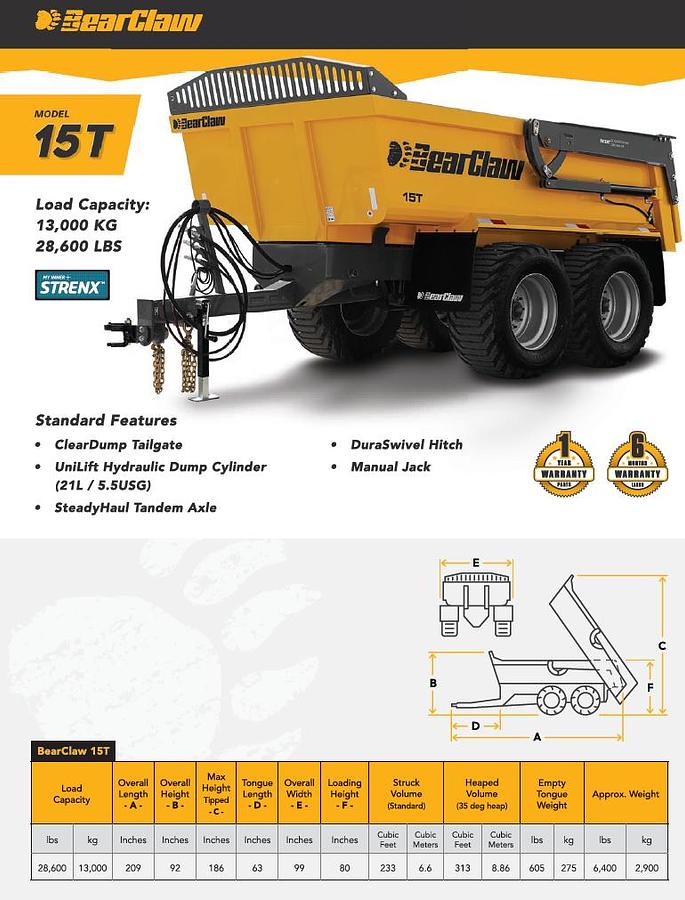 2026 BearClaw 15T Construction Trailer