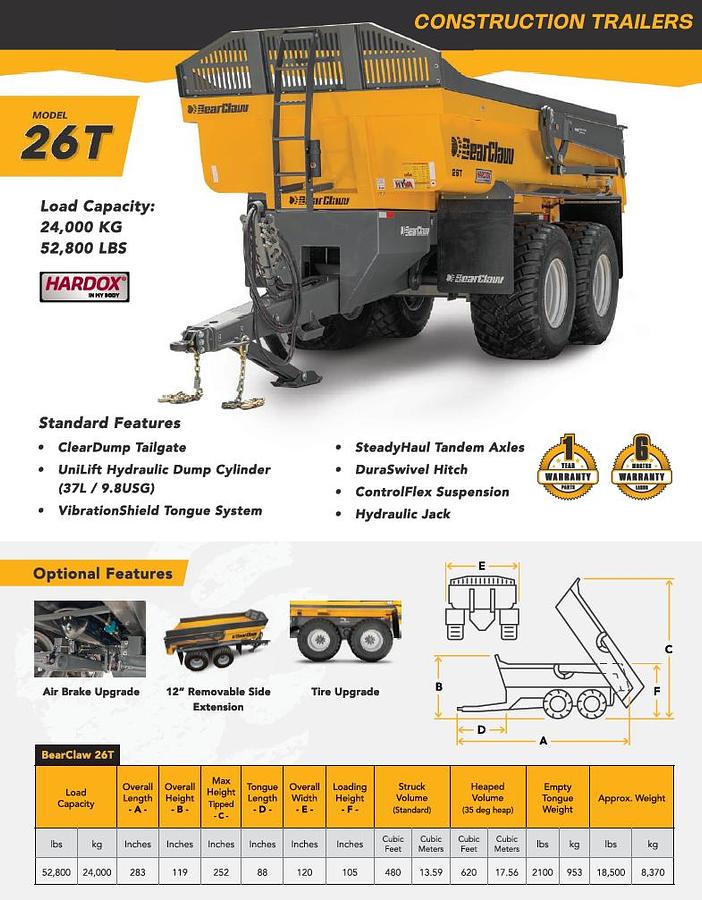 2026 BearClaw 26T Construction Trailer
