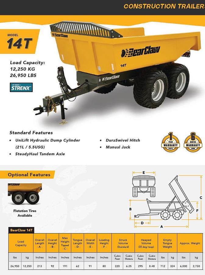 2026 BearClaw 14T Construction Trailer
