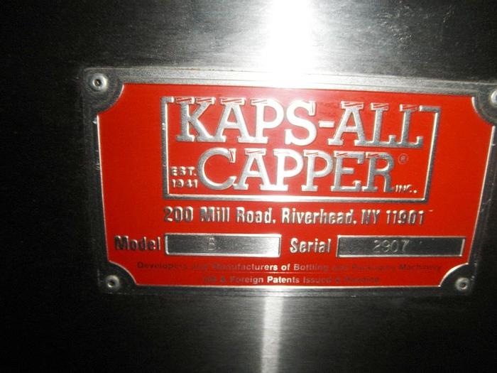 Used Capper, Kaps-All, Mdl B, Snap Cap, With Cap Feeder, #C741903
