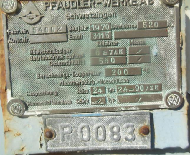Used Tank, 100 Gallon, Glass Lined, 30" x 36", Pfaudler, OT/DB, #C742761