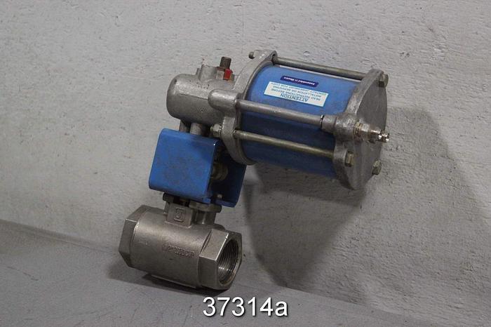 Used Jamesbury 1.5" Pneumatic Ball Valve, 1.5 9FB 3600 TTB, Threaded #37314