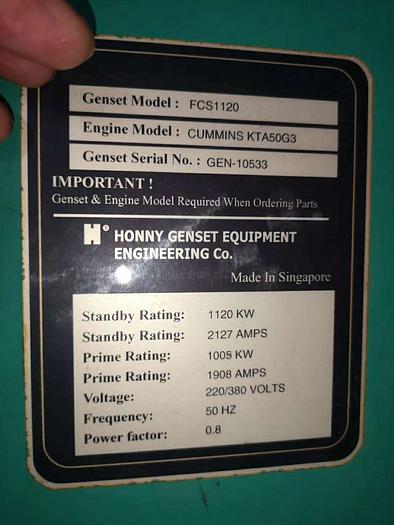 Used Cummins KTA50-G3 Generator set.