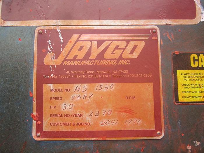 Used Mixer, Dispersion, 30 HP, S/st, Jaygo, Mdl HS1530, #S739684