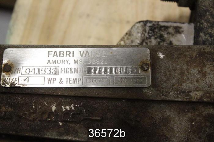 Used Fabri 4" Hand Operated Knife Gate Valve, 37S316F0-1 #36572