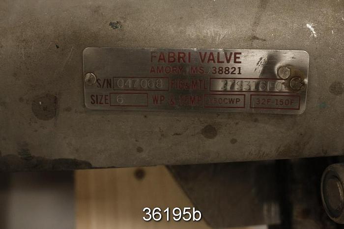 Used Fabri 6" Hand Operated Knife Gate Valve #36195