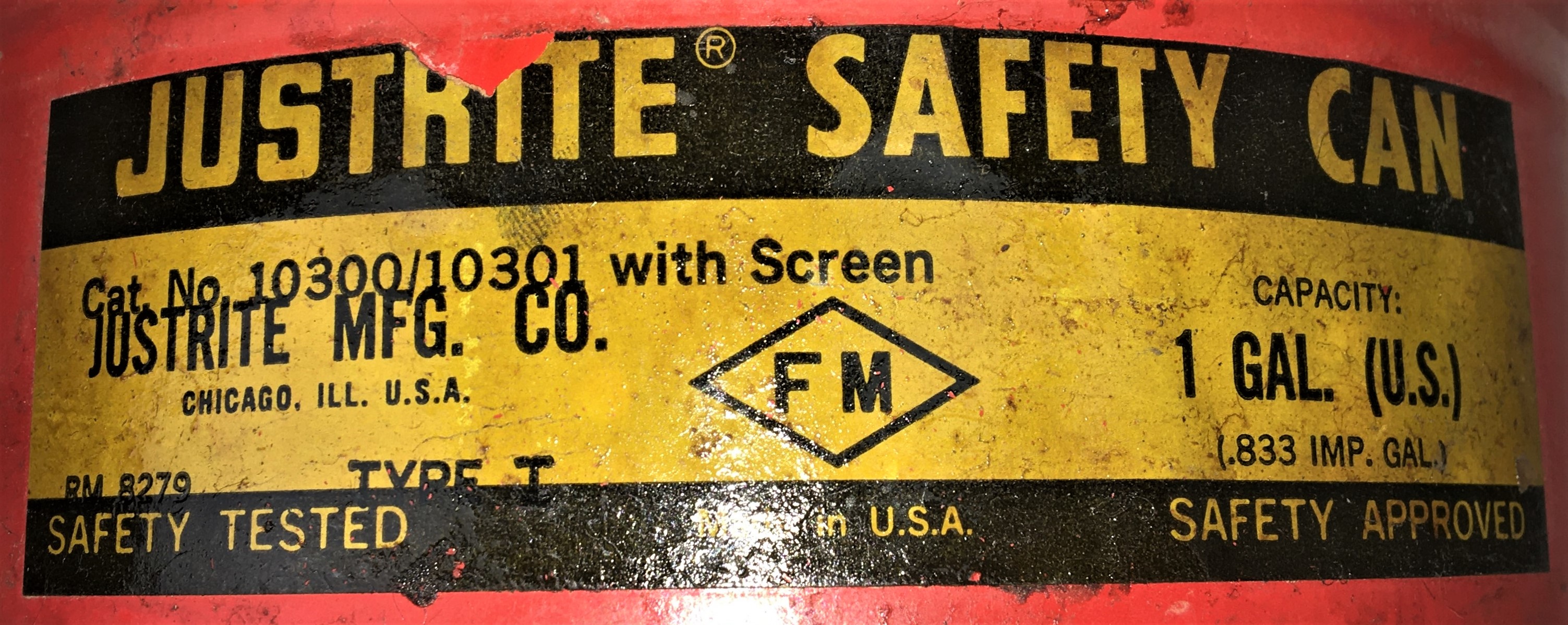 Used Justrite 10301 Steel Safety Can for Flammables, Type I - 4L